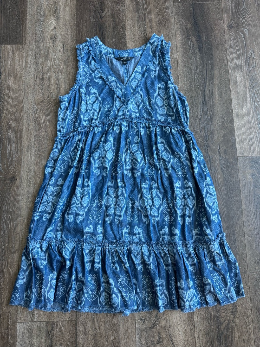 Liverpool Blue Patterned Dress Women’s Size Small